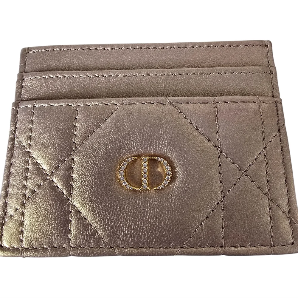 Dior RARE Rose Gold Irridescent Crystal Logo Card Holder - Like New - Picture 3 of 7